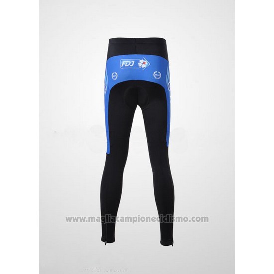 2010 Abbigliamento Ciclismo FDJ Bianco e Azzurro Manica Lunga e Salopette